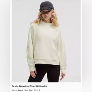 NWT Lululemon Scuba Oversized Side Slit Hoodie Bone, M/L
